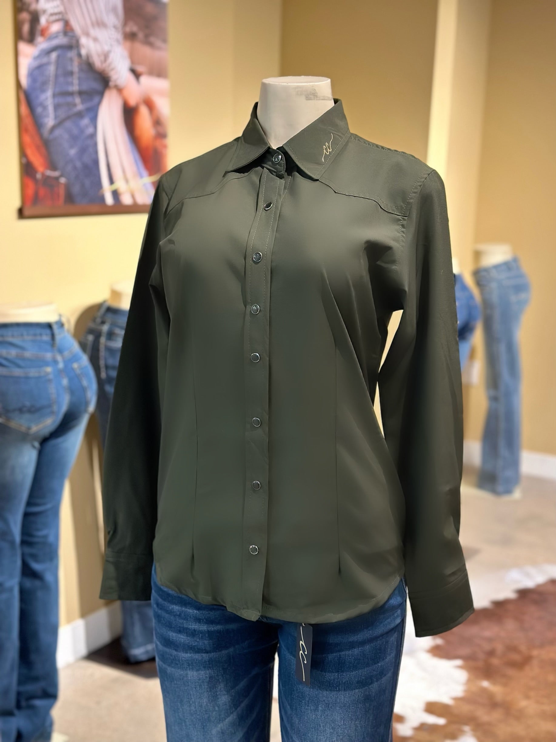 CC Signature Olive Green Long Sleeve Shirt