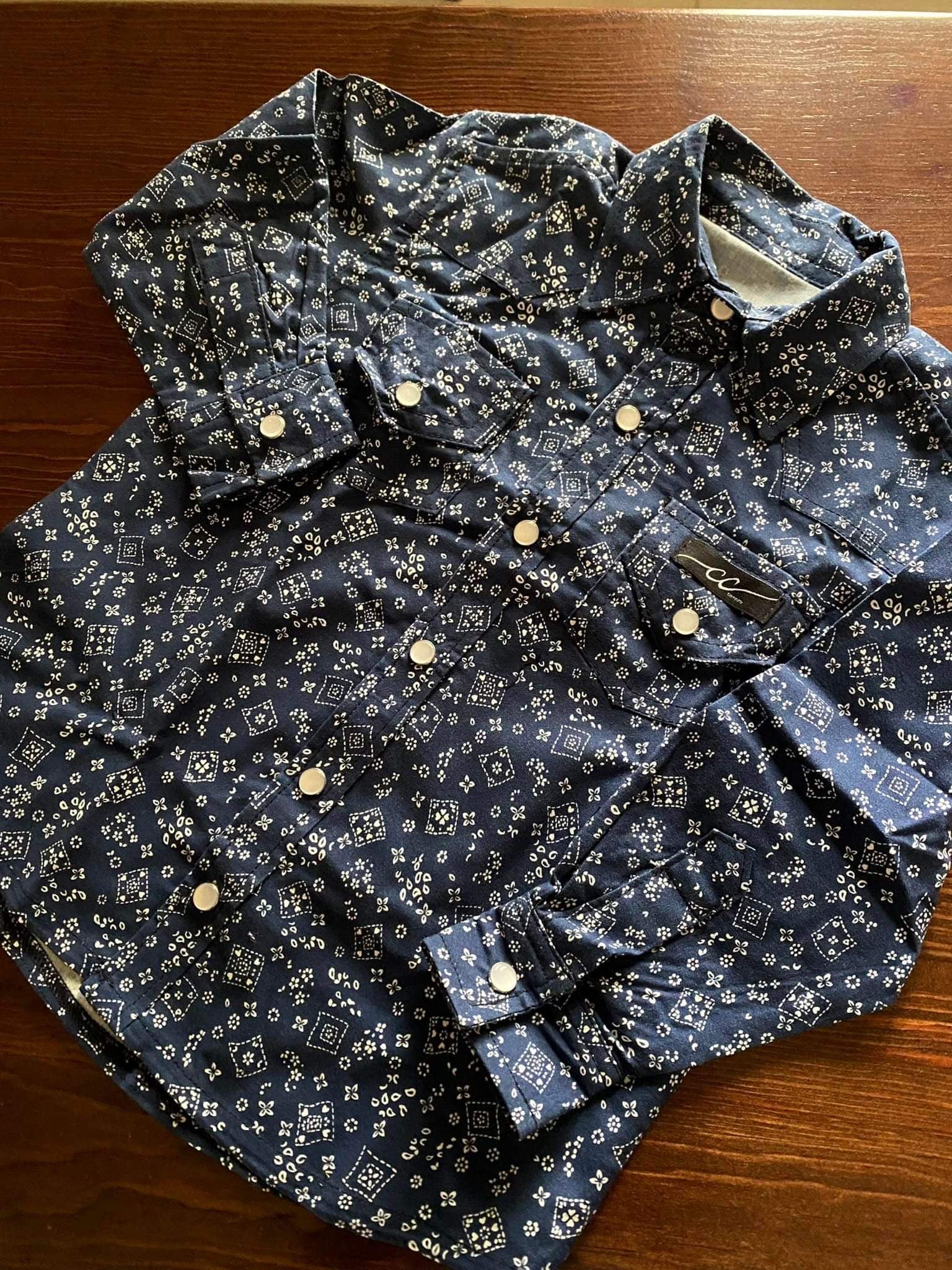CC Western Toddler Boys Navy Blue Shirt